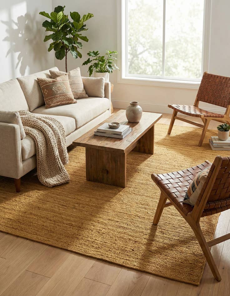 Detail image of 10' x 14' 1  Hand Braided Jute Rug