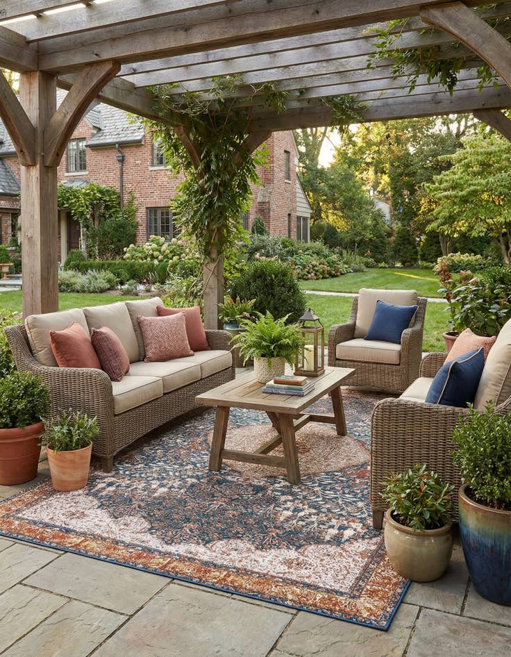 Detail image of 10' x 13'  Washable Traditional Indoor / Outdoor Rug