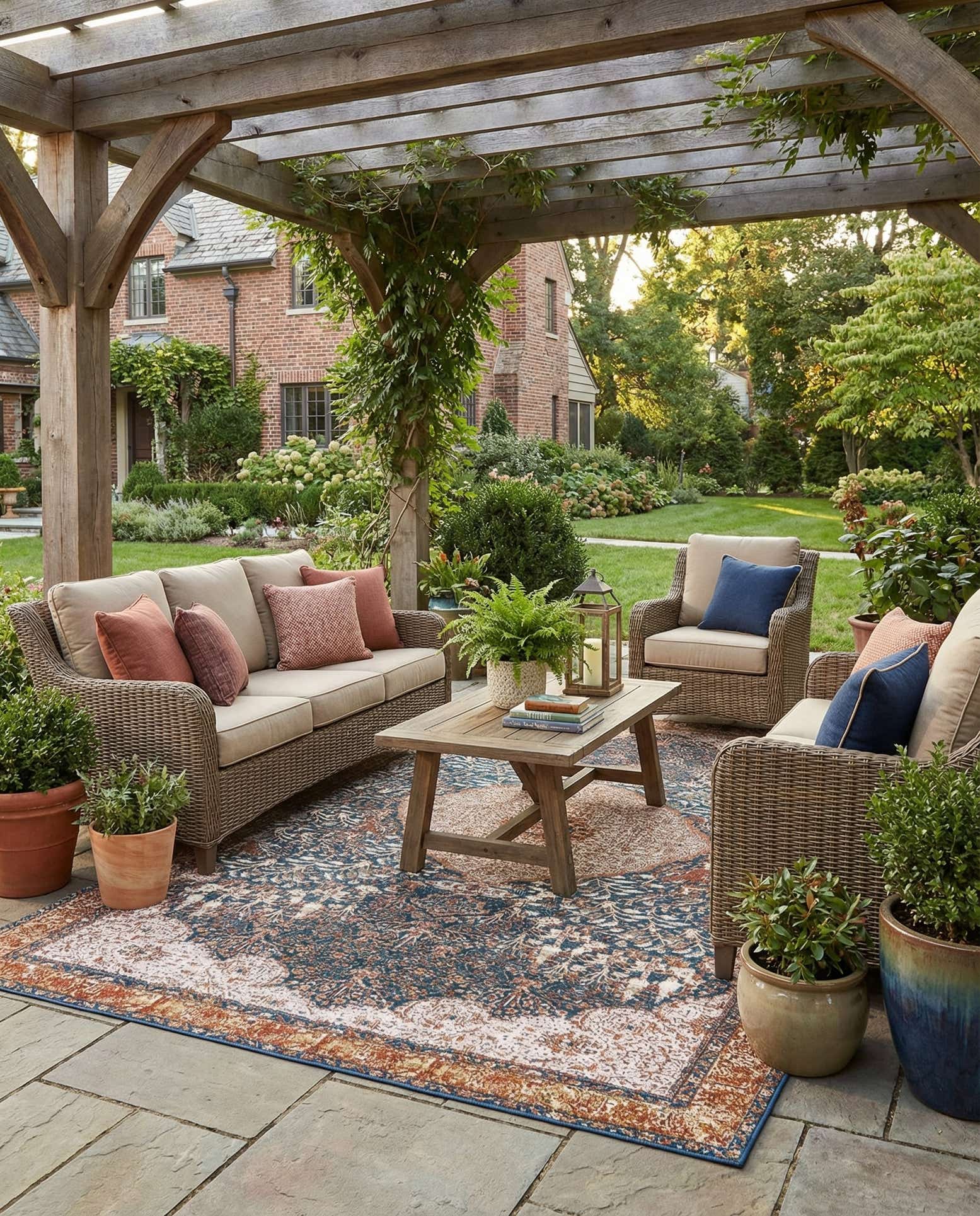 10' x 13' Easy-Clean Traditional Indoor / Outdoor Rug