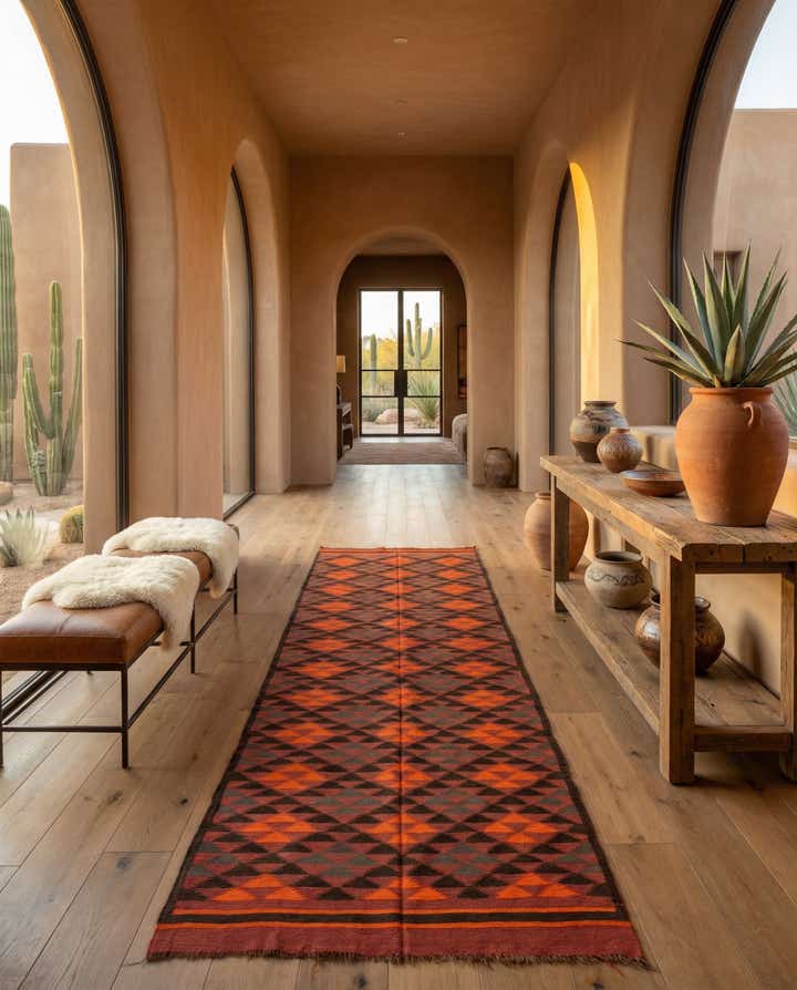 4' 5 x 13' 3 Hand Woven Kilim Fars Wool Runner Rug