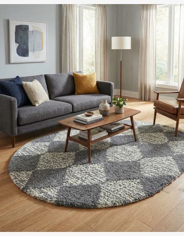 Gray Serenity Shag Oval Rug