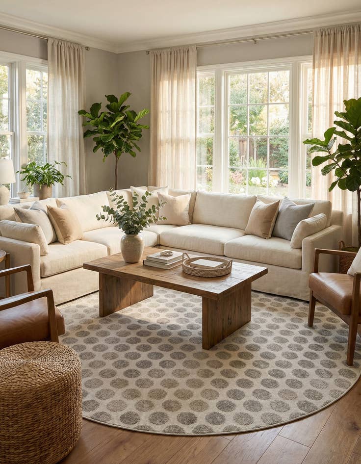 Detail image of 10' x 10'  Washable Sabrina Soto Indoor / Outdoor Round Rug