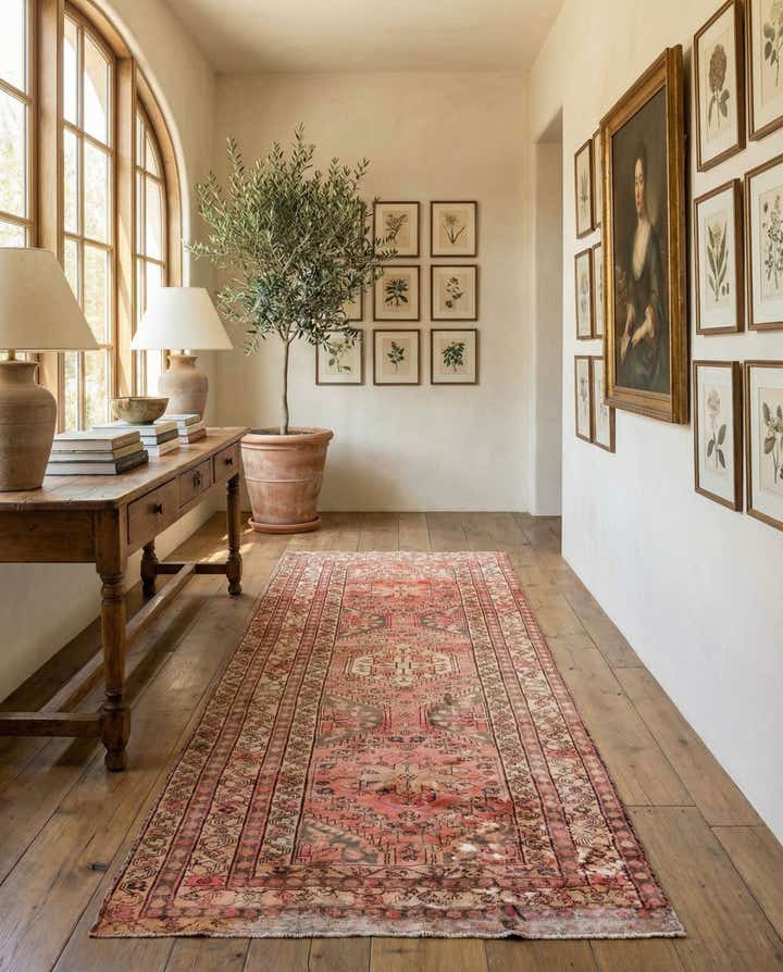 4' 3 x 10' 8 Hand Knotted Ultra Vintage Persian Wool Runner Rug