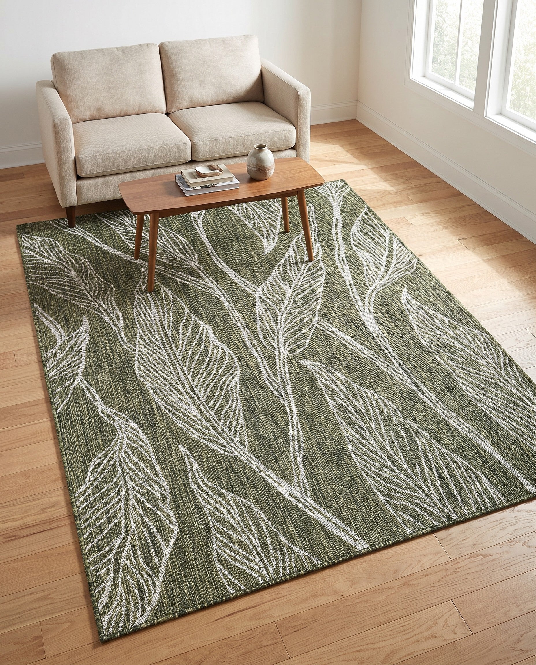 5' 3 x 7' Easy-Clean Botanical Indoor / Outdoor Rug
