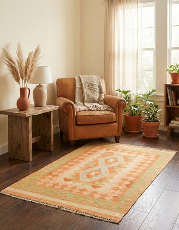 2' 6 x 4' 3 Hand Woven Kilim Waziri Wool Rug