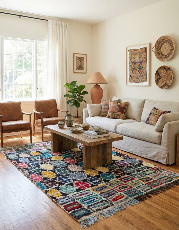 Detail image of  5' 5 x 7' 10  Hand Knotted Moroccan Wool Rug