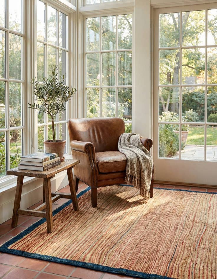 Detail image of  4' x 5' 8  Hand Knotted Modern Ziegler Rug