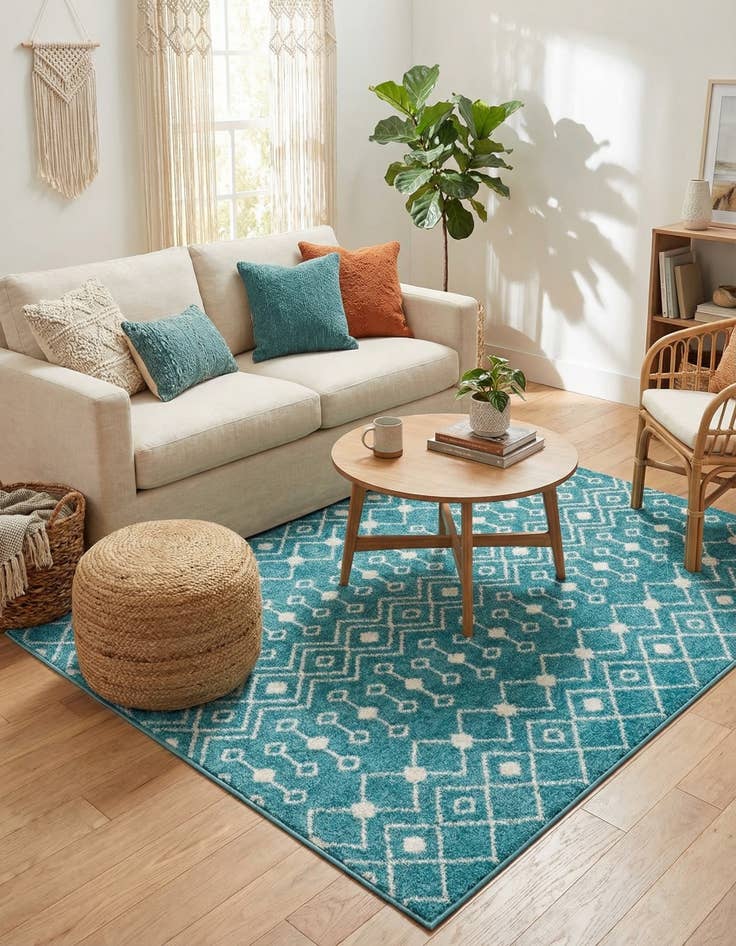 Detail image of 5' 3 x 5' 3 Moroccan Trellis Square Rug