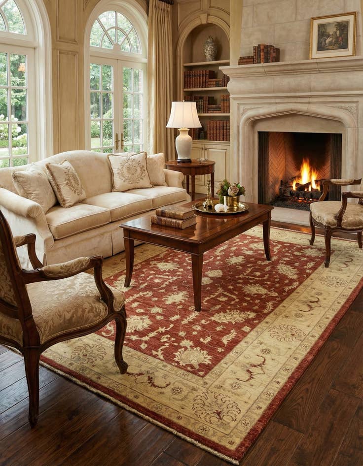 Detail image of 5' 9 x 7' 9  Hand Knotted Peshawar Ziegler Rug