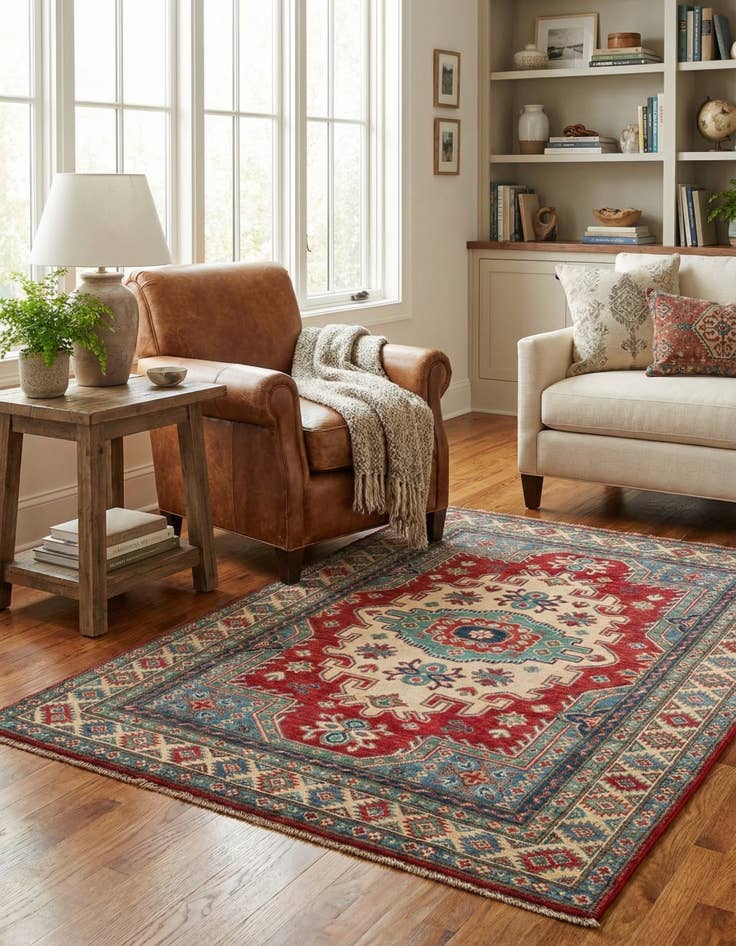 Detail image of 4' x 6' 1  Hand Knotted Kazak Rug