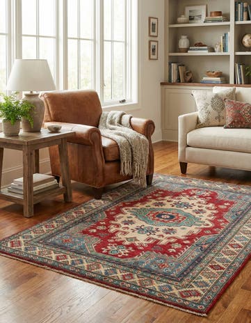 4' x 6' 1 Hand Knotted Kazak Rug