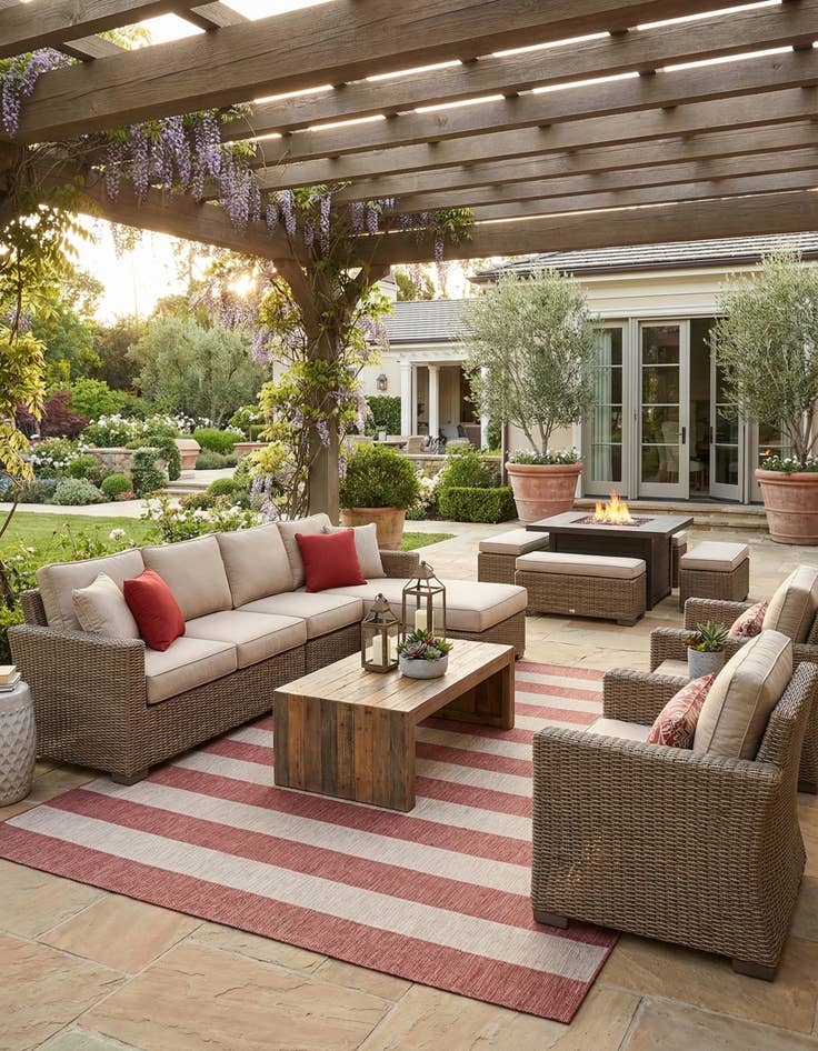 Detail image of  12' x 12'  Washable Ribbon Indoor / Outdoor Square Rug