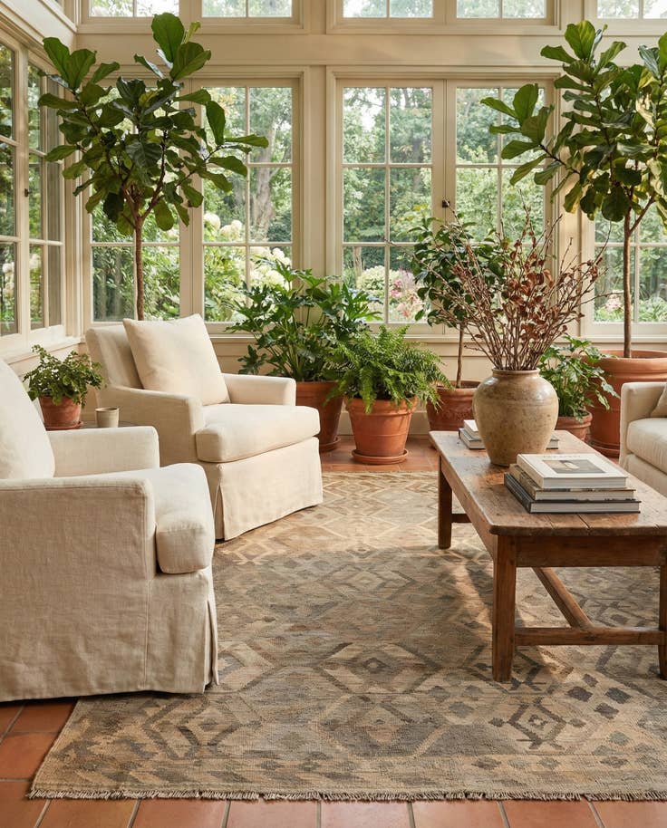 Detail image of 6' 9 x 9' 11 Hand Woven Kilim Maymana Wool Rug