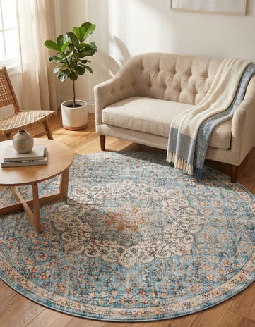 Blue Newport Round Rug