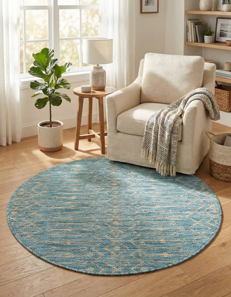 Detail image of 4' x 4'  Washable Trellis Indoor / Outdoor Round Rug