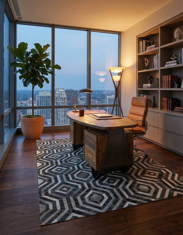 Detail image of 5' 1 x 8' Cowhide - Patchwork Rug