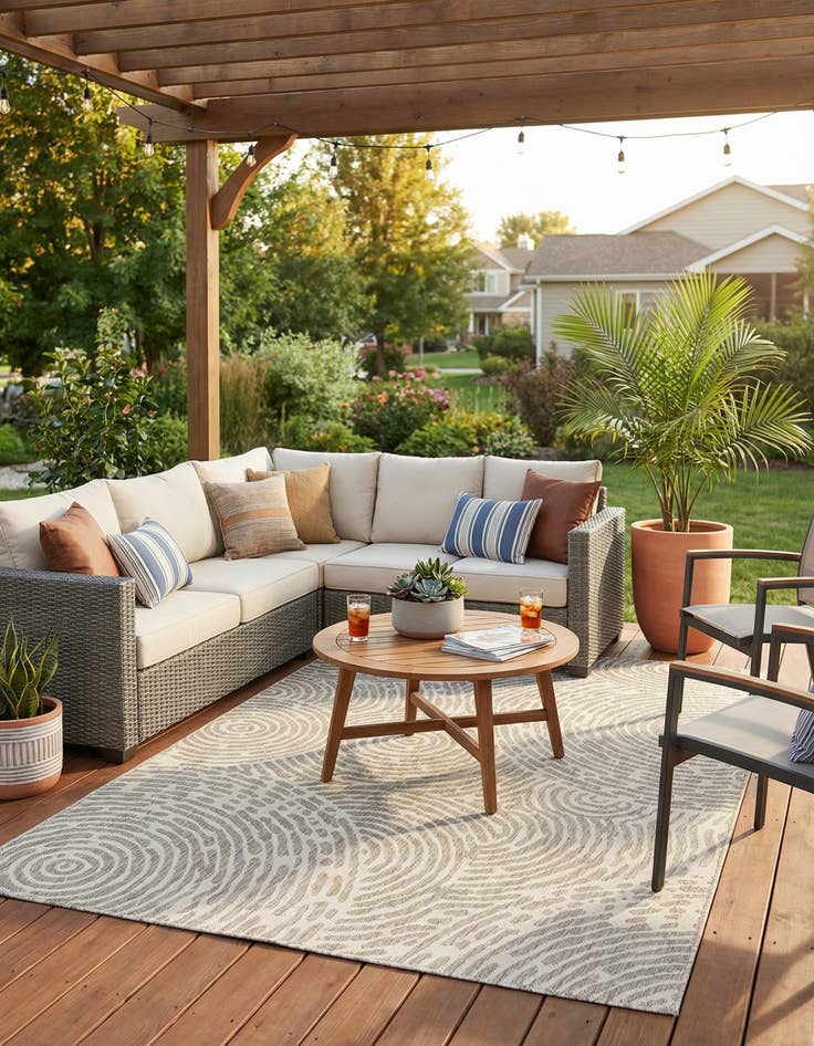 Detail image of 6' x 9'  Washable Modern Indoor / Outdoor Rug