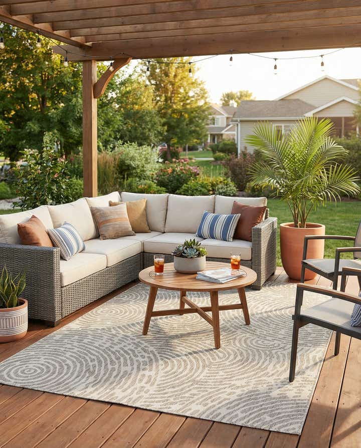 6' x 9' Easy-Clean Modern Indoor / Outdoor Rug