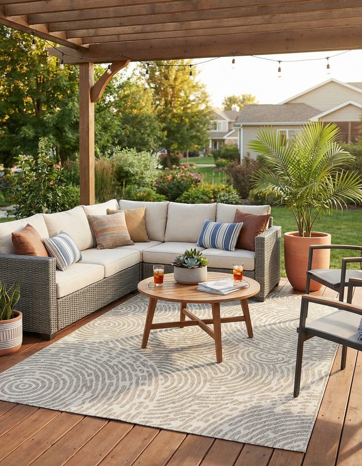 6' x 9' Easy-Clean Modern Indoor / Outdoor...