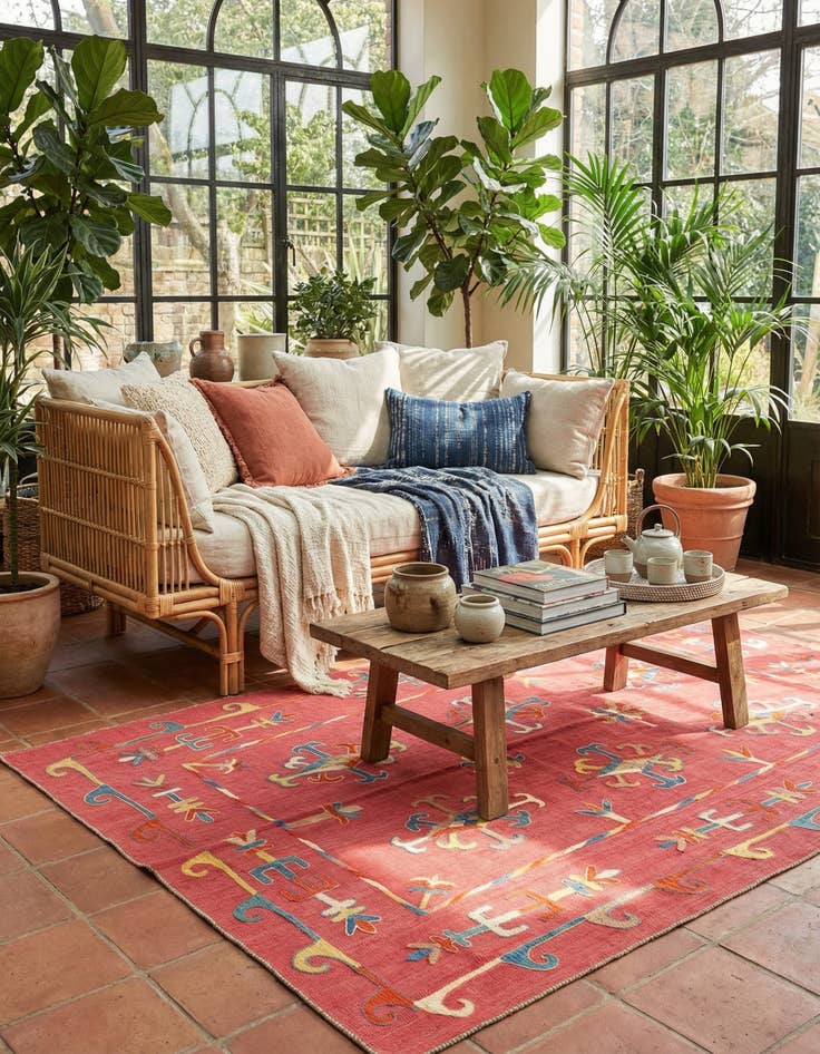 Detail image of 5' 5 x 7' 4  Hand Woven Kilim Suzani Wool Rug