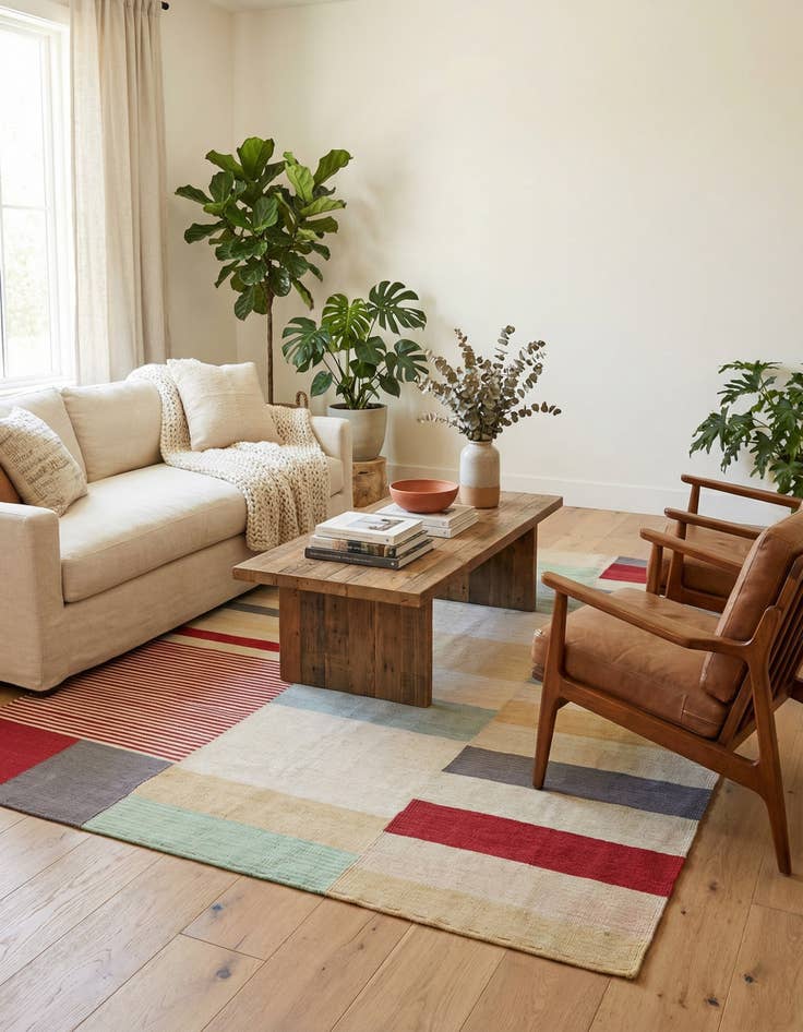 Detail image of 5' 9 x 7' 6  Hand Woven Kilim Modern Wool Rug