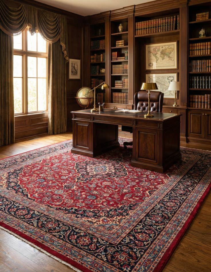 Detail image of  9' 8 x 12' 6  Hand Knotted Mashad Persian Wool Rug