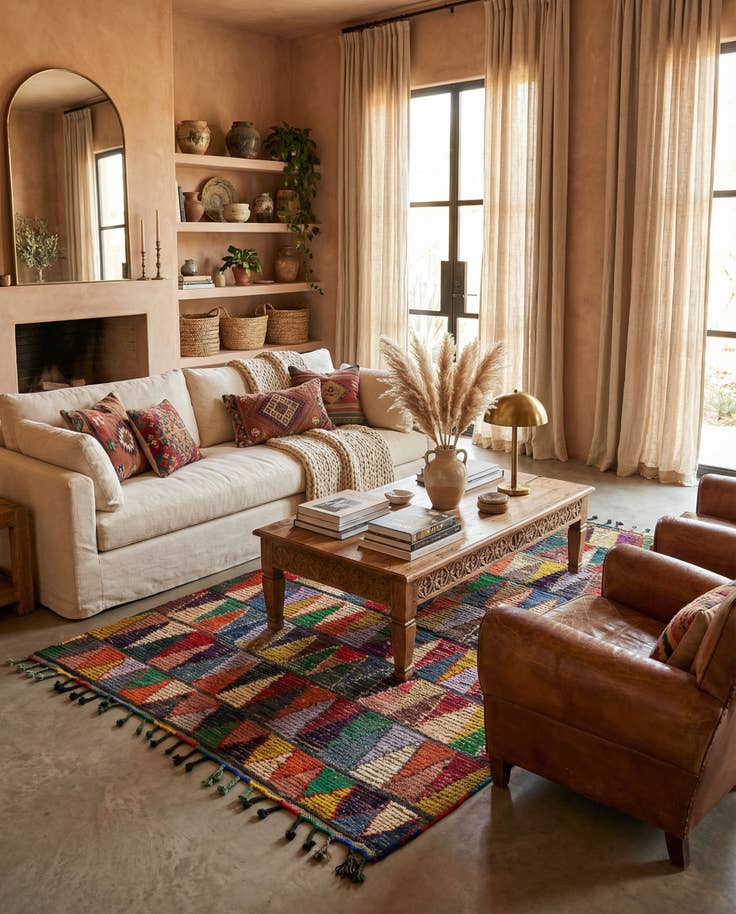 Detail image of 5' 2 x 8' Hand Knotted Moroccan Wool Rug