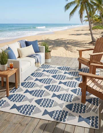 7' 10 x 10' Easy-Clean Coastal Indoor / Outdoor Rug