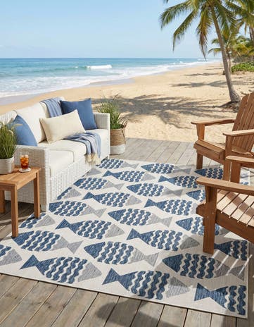 7' 10 x 10' Easy-Clean Coastal Indoor / Outdoor Rug