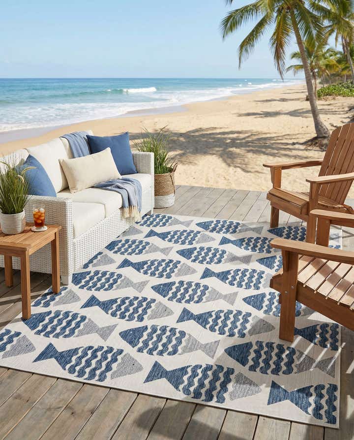 7' 10 x 10' Easy-Clean Coastal Indoor / Outdoor Rug