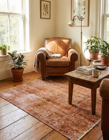 4' 7 x 4' 10 Hand Knotted Ultra Vintage Persian Wool Square Rug
