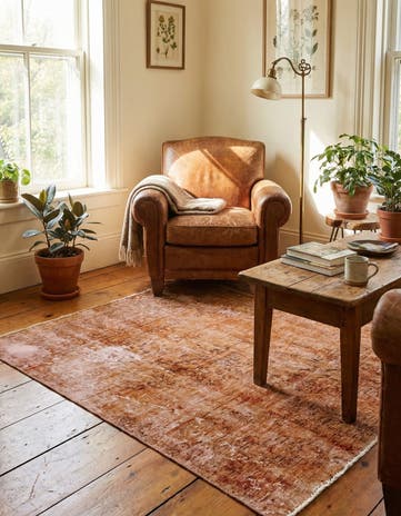 4' 7 x 4' 10 Hand Knotted Ultra Vintage Persian Wool Square Rug