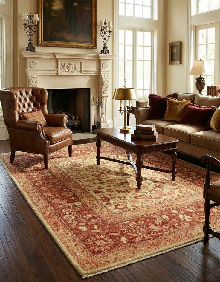 Detail image of  6' 8 x 8' 1  Hand Knotted Peshawar Ziegler Rug