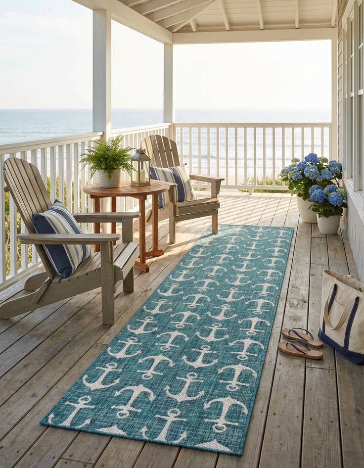 Detail image of 2' 7 x 12' Easy-Clean Coastal Indoor / Outdoor Runner Rug