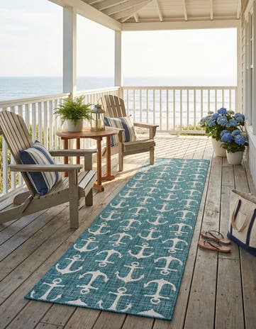 2' 7 x 12' Easy-Clean Coastal Indoor / Outdoor Runner Rug