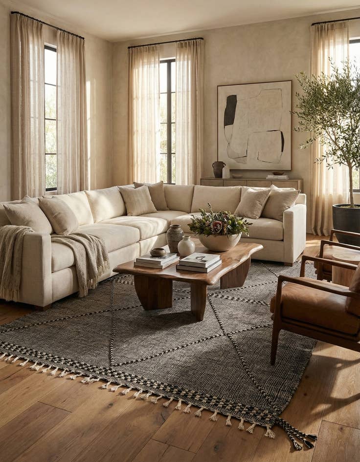 Detail image of 7' 3 x 11'  Hand Knotted Moroccan Wool Rug