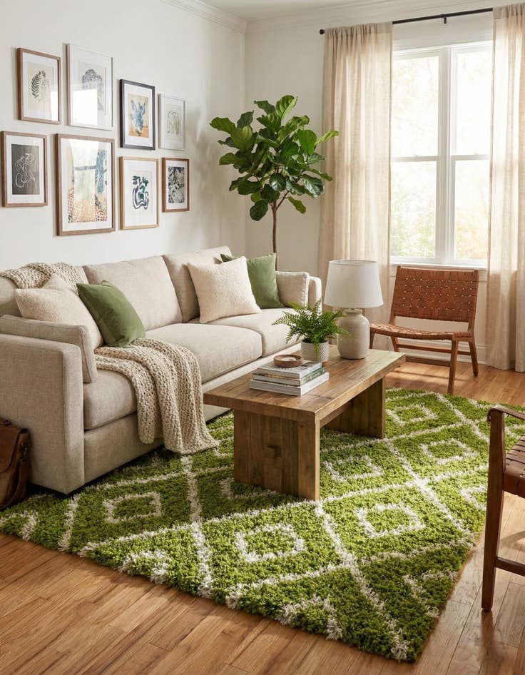 Detail image of  7' 10 x 7' 10 Lattice Shag Square Rug