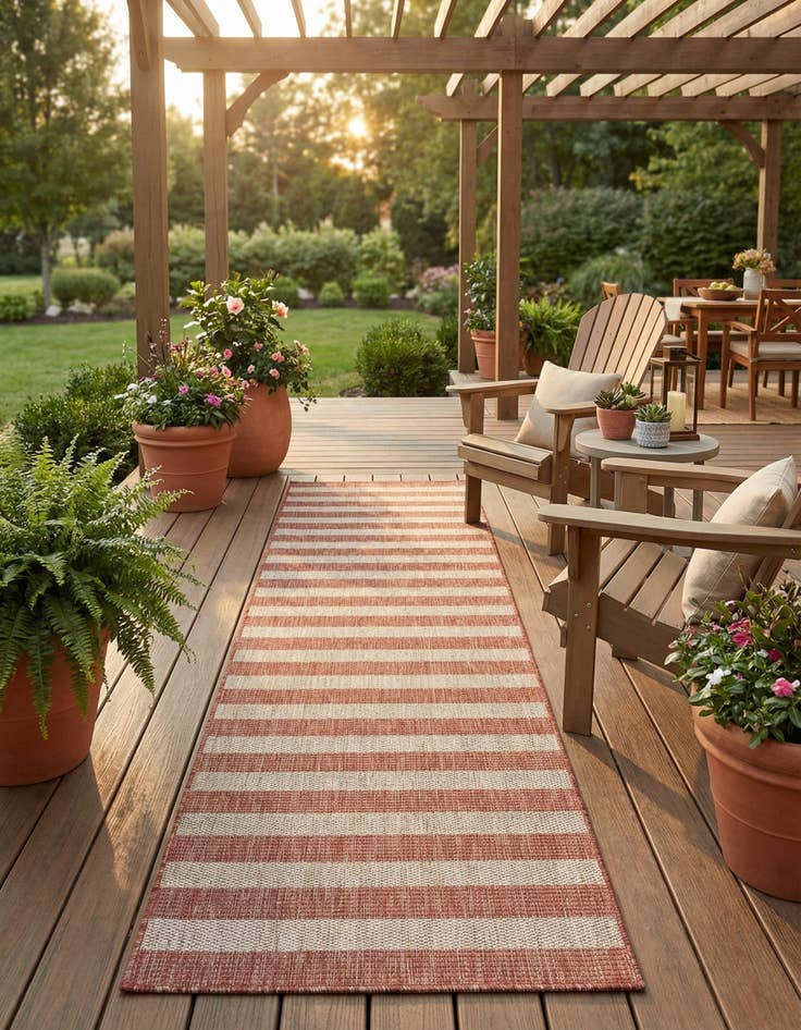 Detail image of  2' 7 x 10'  Washable Ribbon Indoor / Outdoor Runner Rug