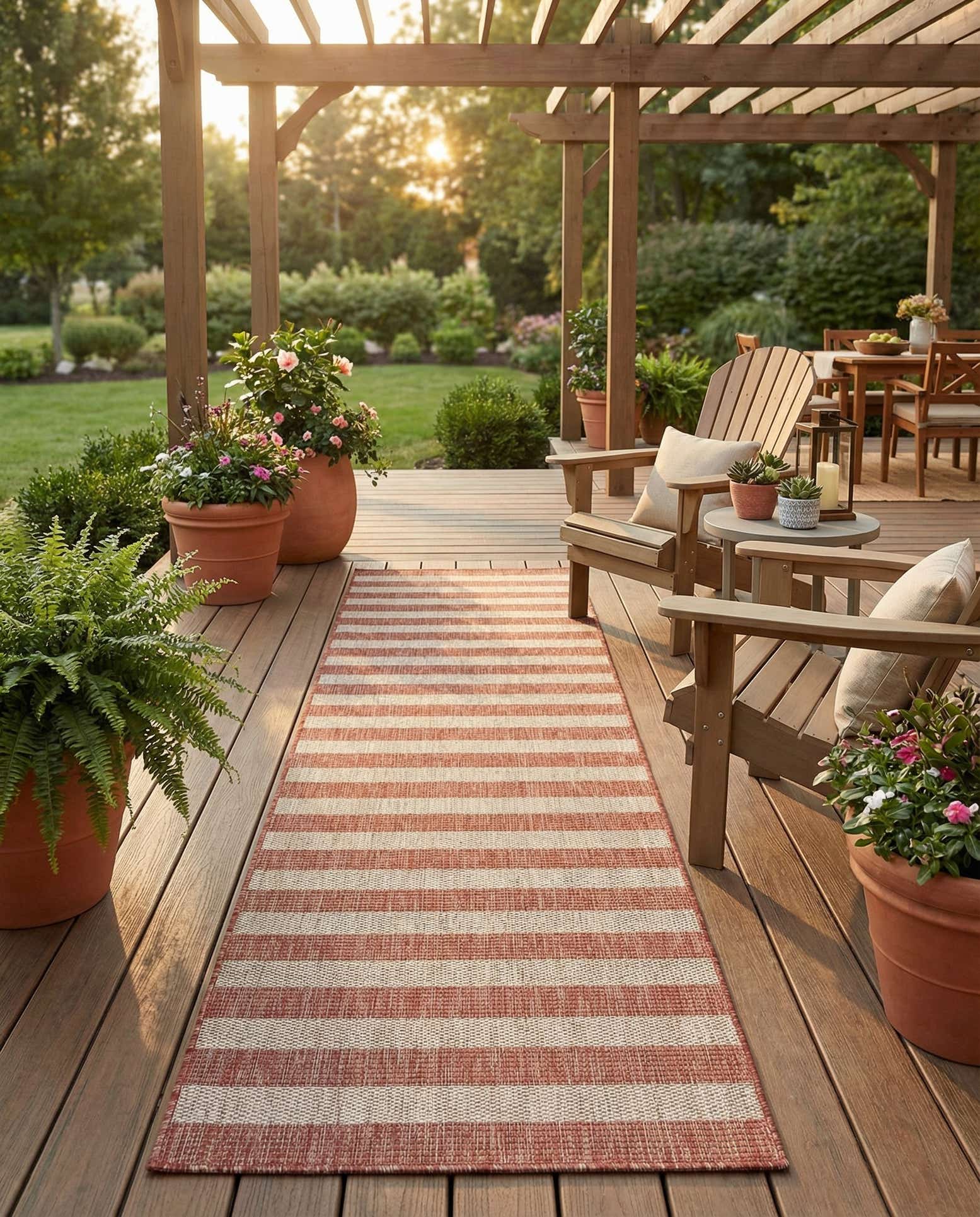 2' 7 x 10' Easy-Clean Ribbon Indoor / Outdoor Runner Rug