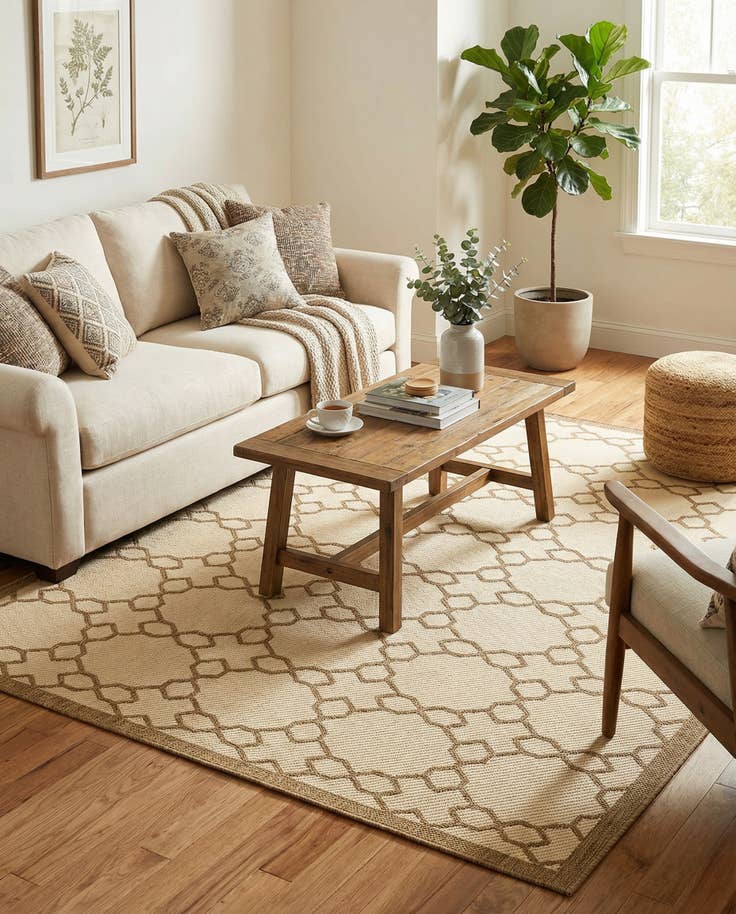 Detail image of 8' x 11' 4 Easy-Clean Trellis Indoor / Outdoor Rug