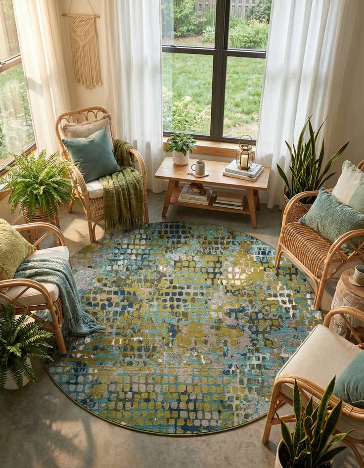 Detail image of  8' x 8'  Washable Theia Round Rug