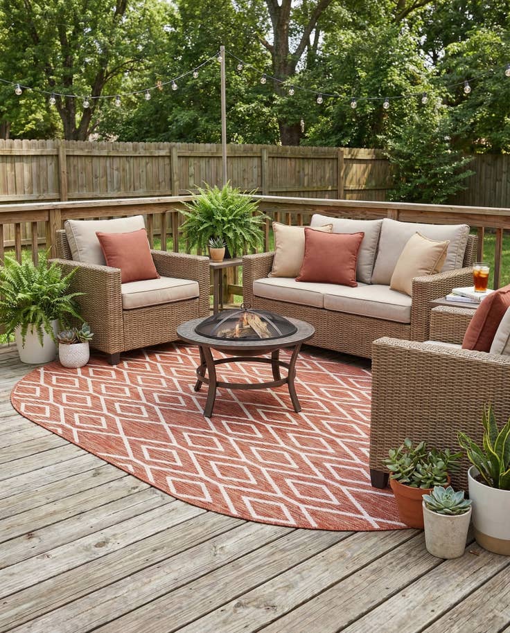 Detail image of 5' 3 x 8' Easy-Clean Jill Zarin Turks and Caicos Indoor / Outdoor Oval Rug