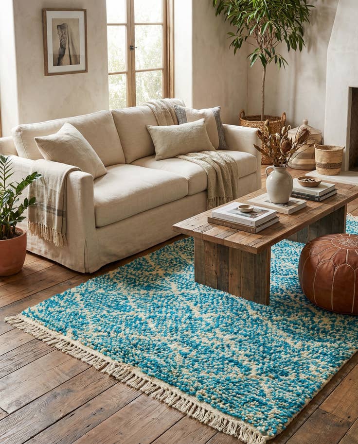 Detail image of 3' 3 x 5' 3 Hand Knotted Moroccan Wool Rug
