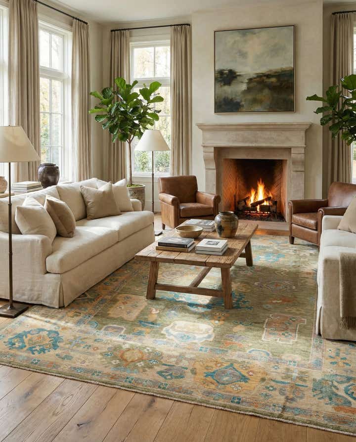 8' 1 x 9' 10 Hand Knotted Oushak Wool Rug