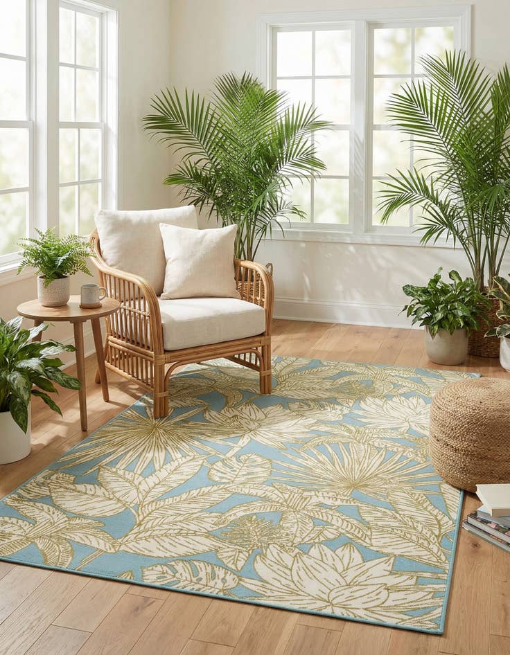 Detail image of 5' x 8' Easy-Clean Botanical Indoor / Outdoor Rug