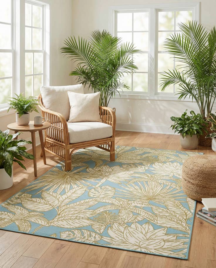 Detail image of 5' x 8' Easy-Clean Botanical Indoor / Outdoor Rug