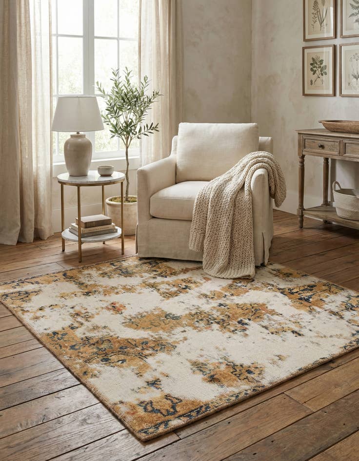 Detail image of 3' 7 x 3' 7  Hand Knotted Ultra Vintage Persian Wool Square Rug