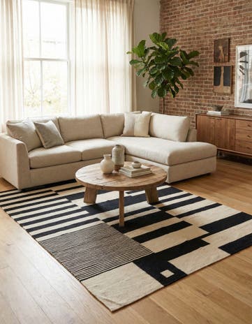 5' 6 x 7' 9 Hand Woven Kilim Modern Wool Rug