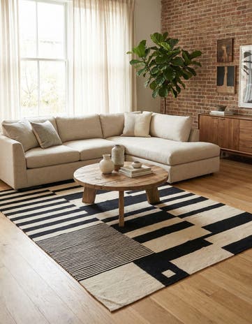 5' 6 x 7' 9 Hand Woven Kilim Modern Wool Rug