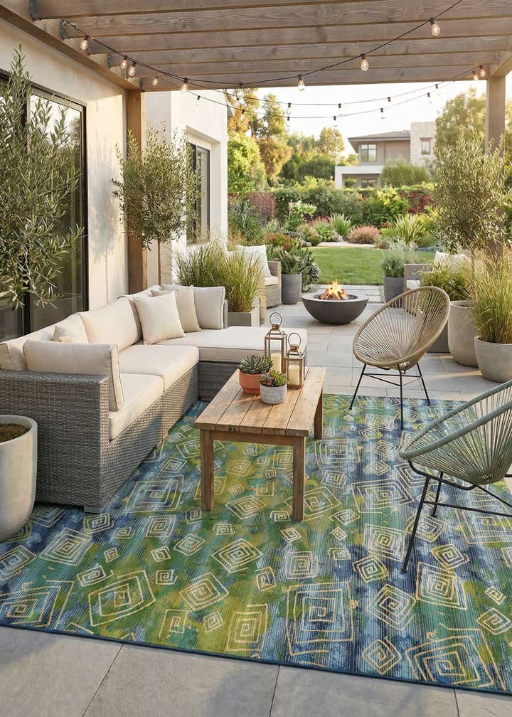 10' x 12' 2 Easy-Clean Modern Indoor / Outdoor Rug